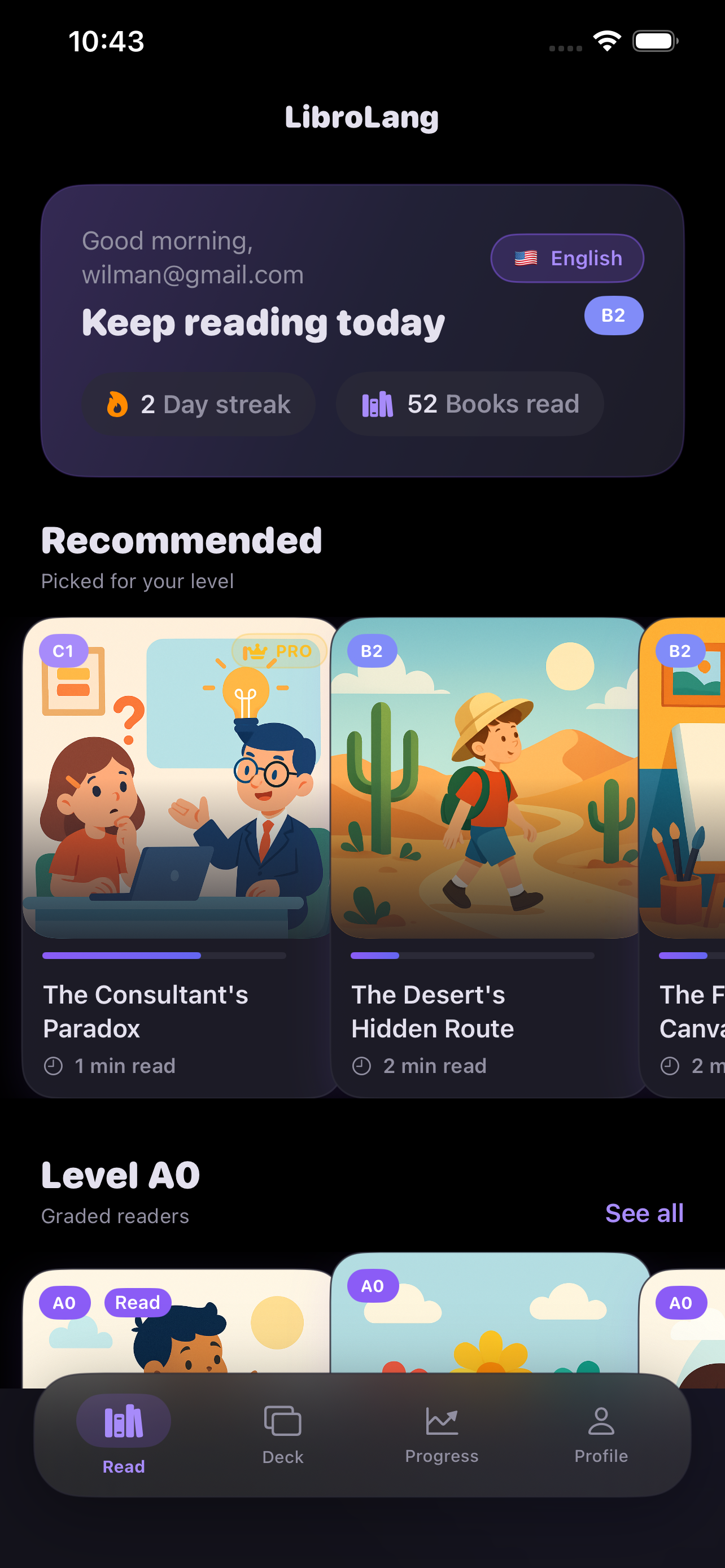 Library — LibroLang app screen