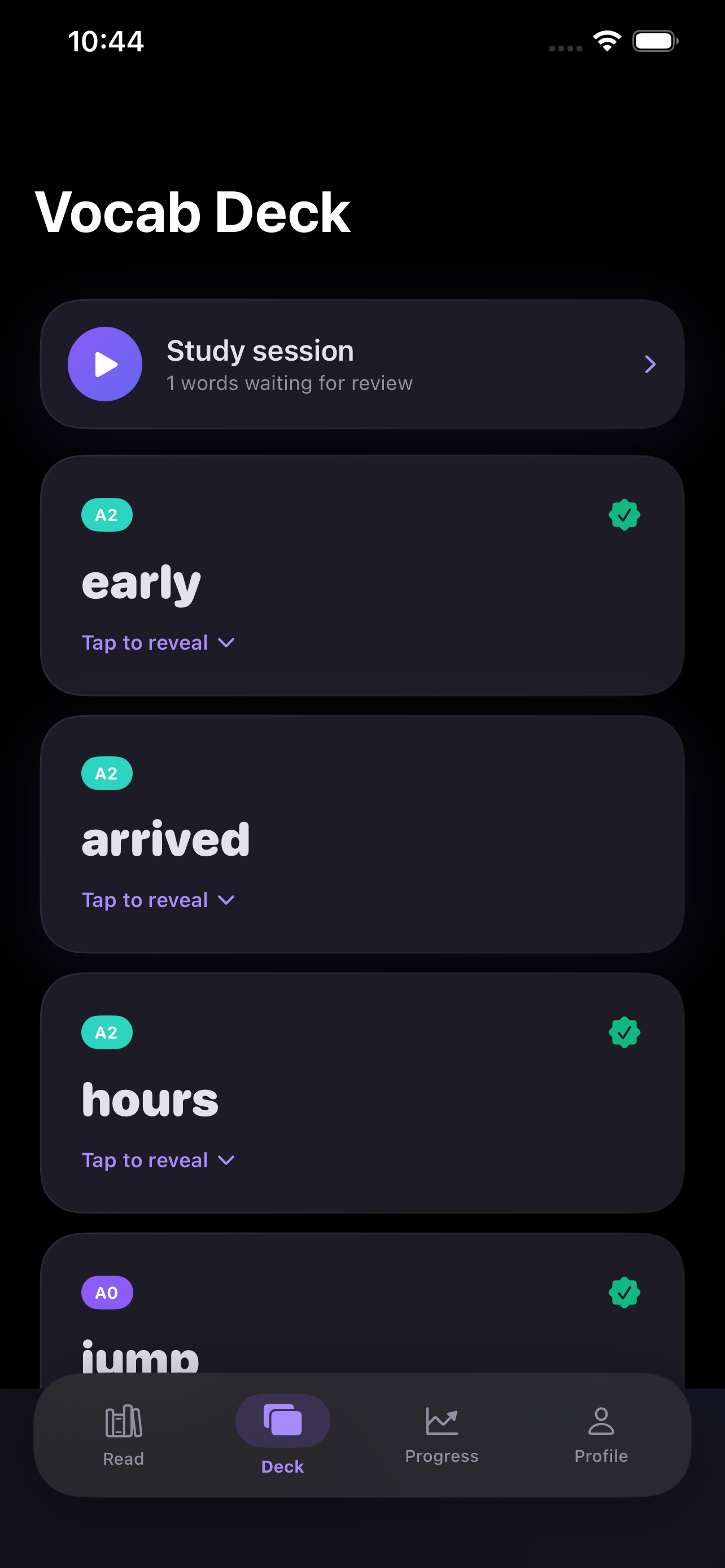 Vocab Deck — LibroLang app screen